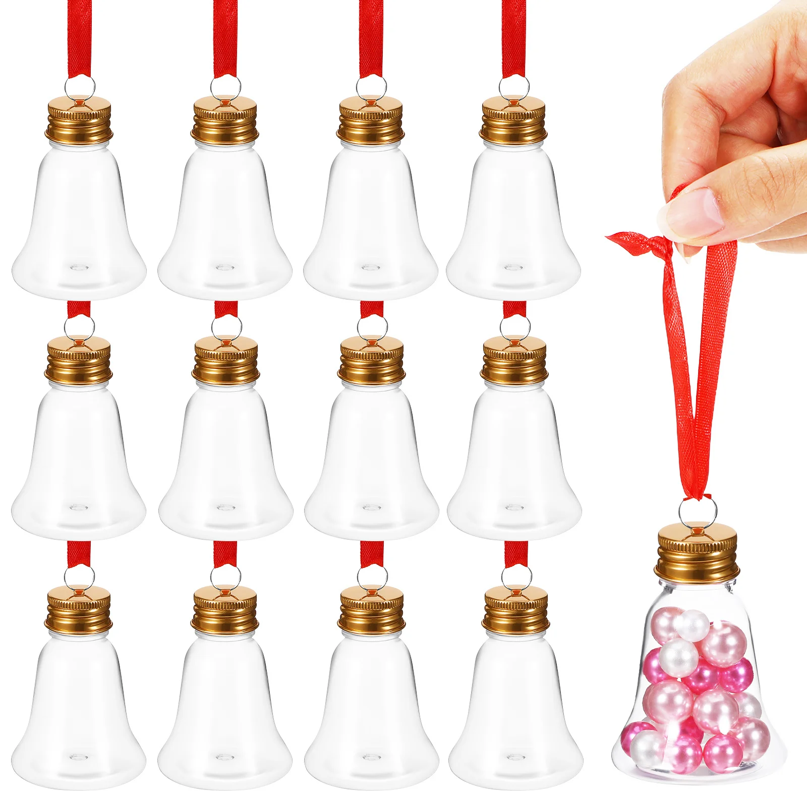 

12Pcs Christmas Decorations Clear Bell Fillable Ornaments for DIY Xmas Tree Holiday Hanging Decor Clear Fillable Baubles