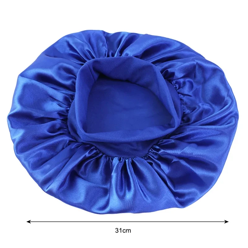 New Women's Satin Solid Wide-brimmed Sleeping Hat Unisex Head Wrap Elastic Band Cap Hair Care Bonnet Night Hat Bonnet De Nuit