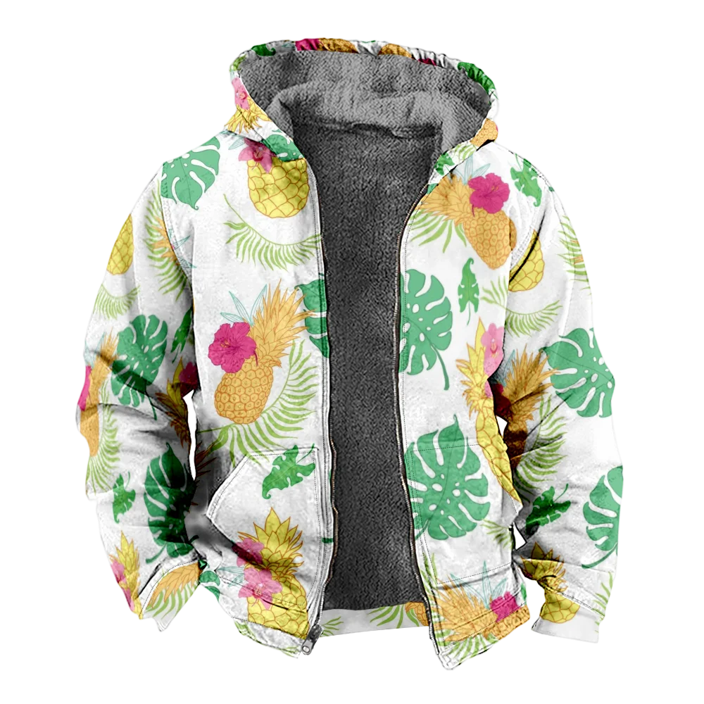 Abrigos de chaquetas de invierno para hombre, ropa informal de algodón con patrón de plantas, abrigo a prueba de viento para el hogar gótico