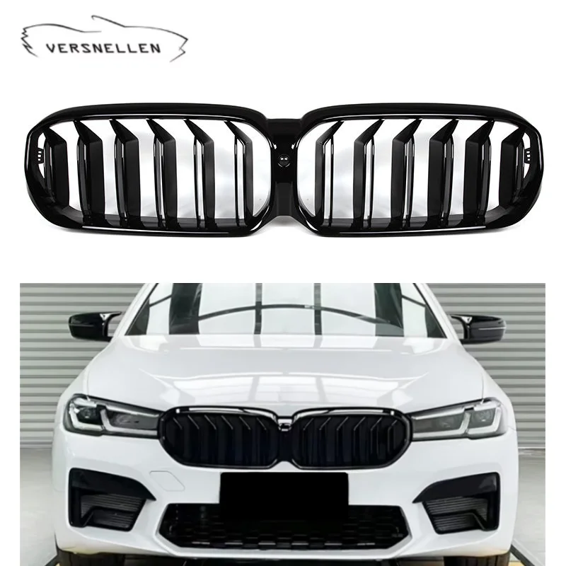 

Автомобильные грили G30 ABS для BMW 5 серии, двойные/одинарные планки, глянцевый черный для BMW G30 G38 2021+ Решетка переднего бампера автомобиля