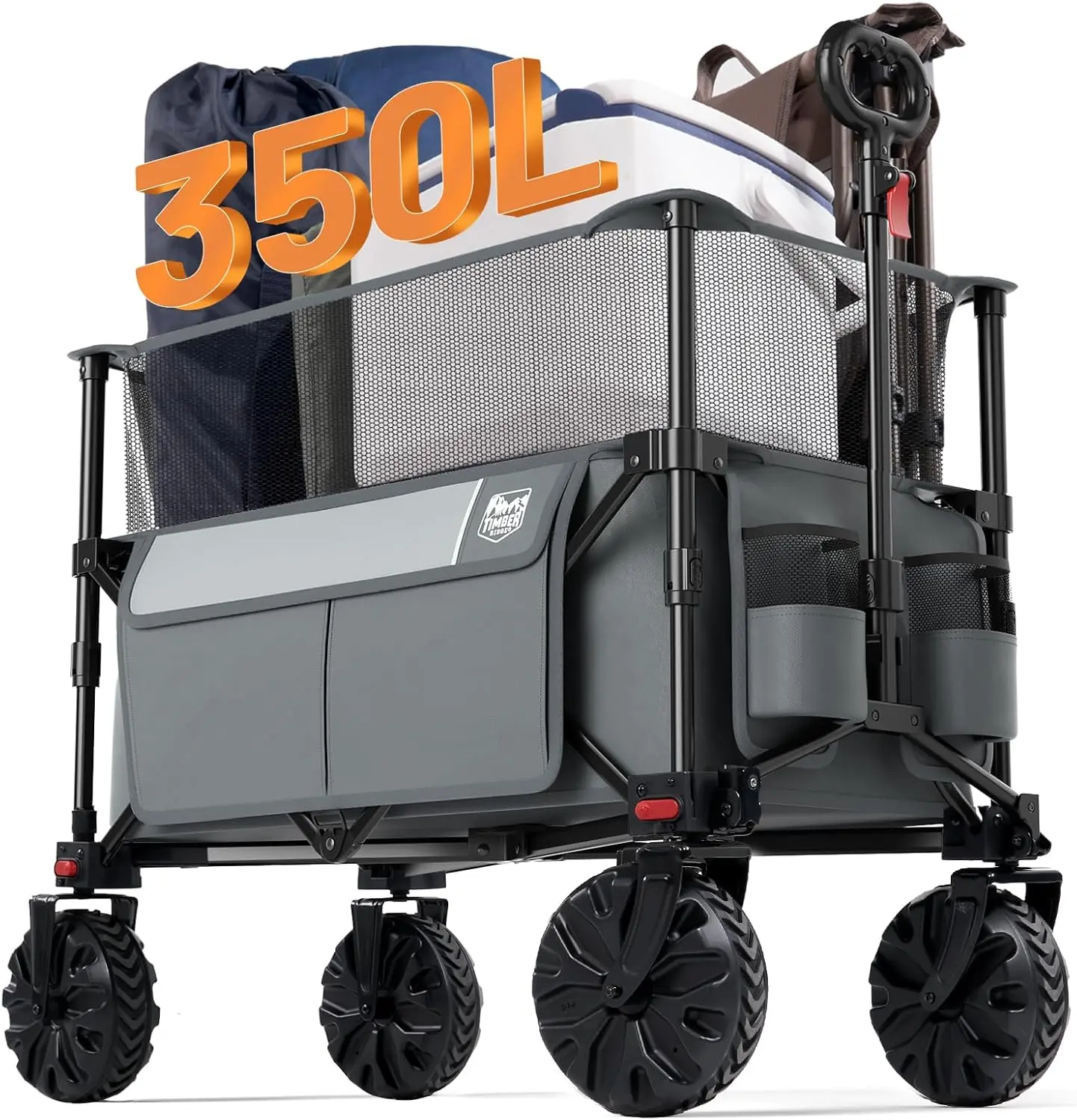 Wagon 350L Extendable Height, 300LBS  Collapsible Wagon Cart with All  Detachable Wheels,