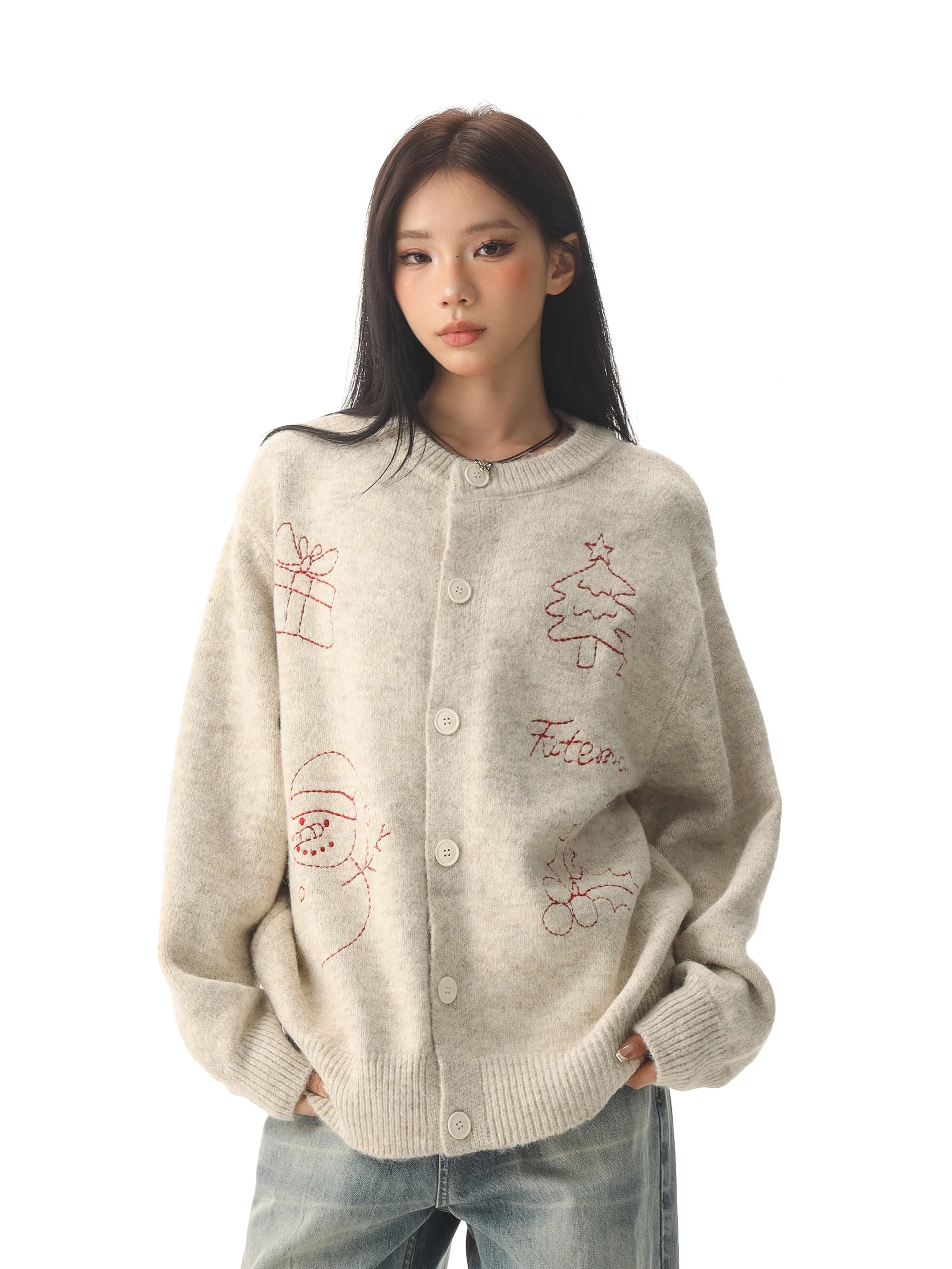 

Свитер Captain Beer Cisas, женский повседневный вязаный кардиган, винтажный свитер Sle Ci Walk Long Sve round Ne Coat Jaet