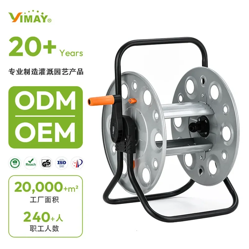 for Metal Watering Car Washing Iron Water Pipe Storage Rack Hanging Automatic Pipe Reel Portable Farmer Large Pipe Reel Cart