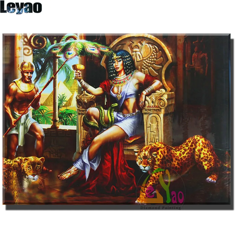 5d diy Diamond painting Egyptian Cleopatra & Leopard paint with diamond picture embroidery full square round drill mosaic decor