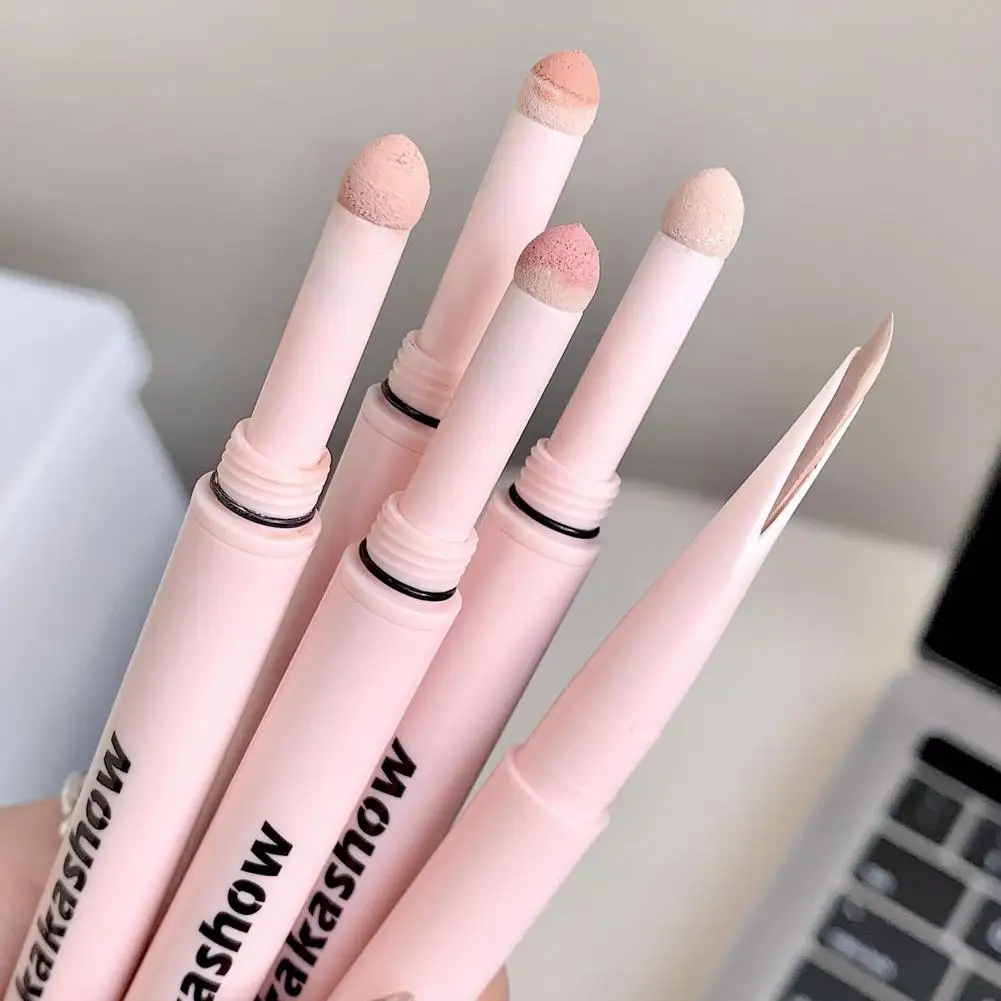 kakashow Makeup - Double-ended Blush Stick Sponge, Double-end Lying Silkworm Eyeliner Pencil,Diamond Glitter Matte Face Brighten