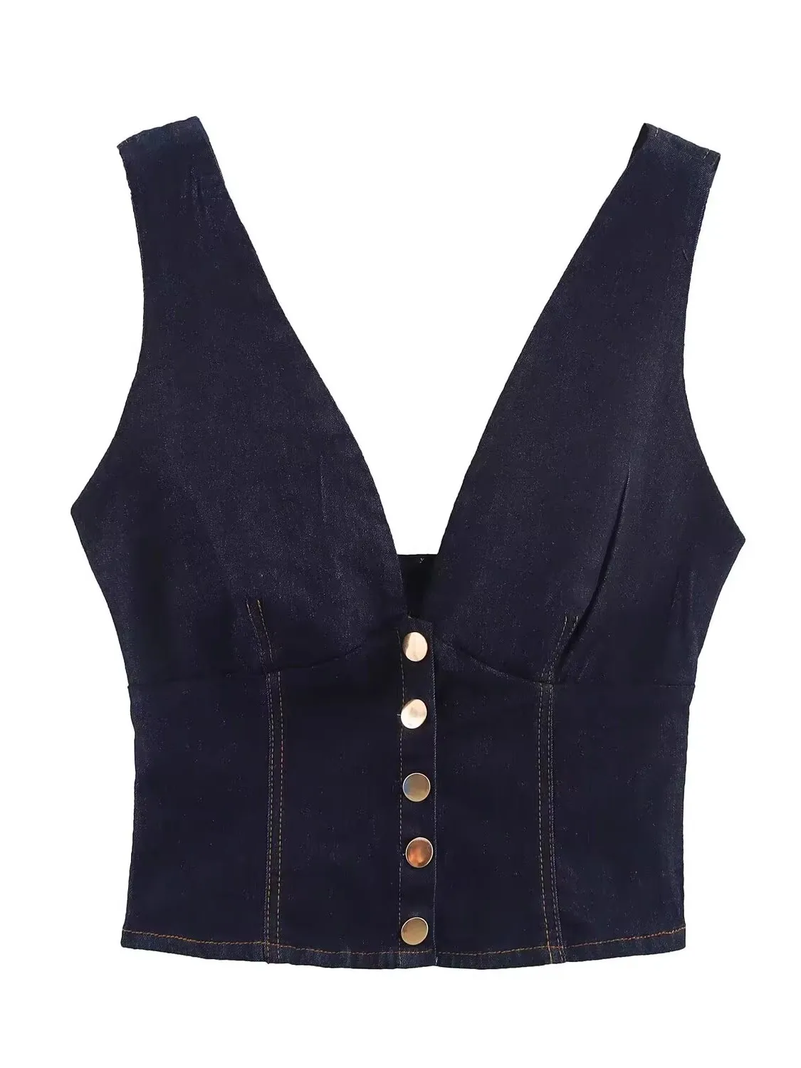 Summer New Arrival Women's V-Ne Casual Versatile Denim Vest ort Top 0779057 High Waist Commute Sle No Sve ort Dr