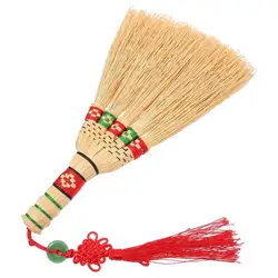 Small Broom Straw Broom Chinese Style Desktop Bed Corn Broom Woven Bed Broom Home Desktop Dust Brush Short Handle Broom for Home