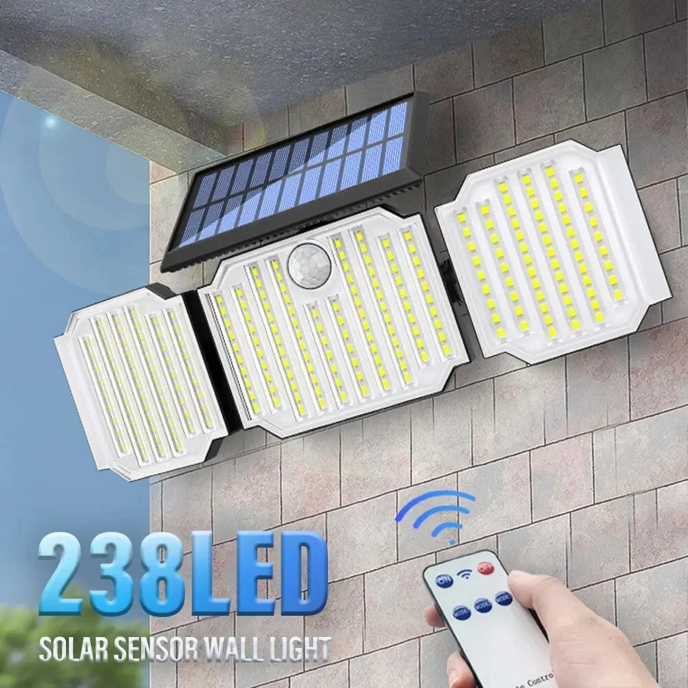 

Solar Outdoor Lights with Motion Sensor LED Safety Light Remote 3 Mode Floodlight for Garage Yard Garden Led Headlight