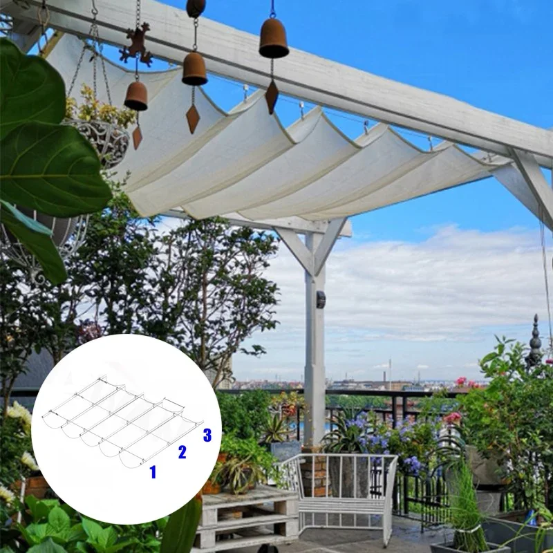 Width 2.5m~3m Polyester Waterproof Telescopic Sail With Accessories Customizable Anti-UV Awning With Enhanced Steel Pipe