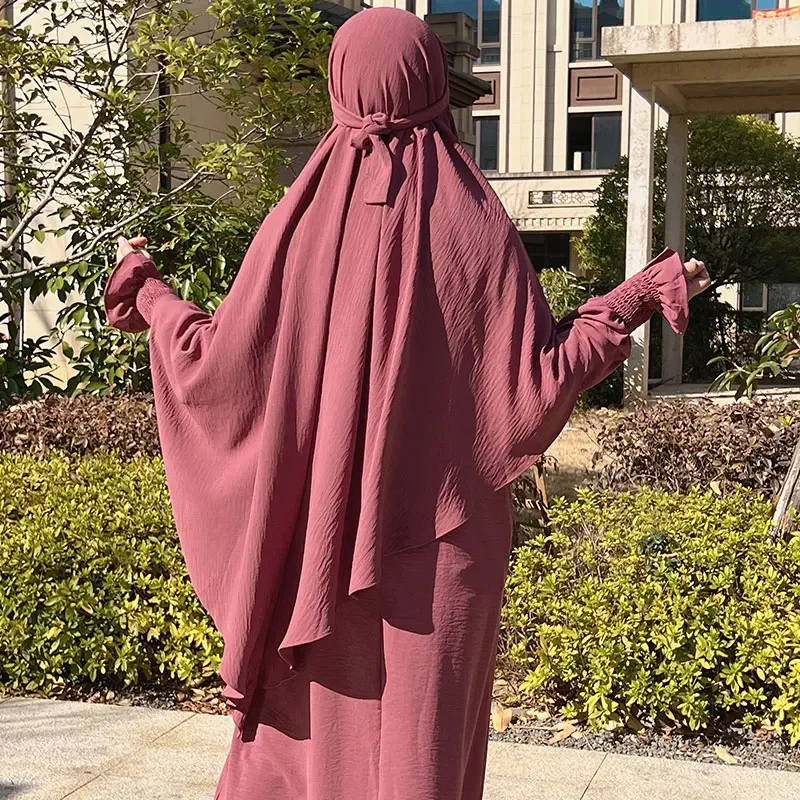 Long tiens imar 1 Couche Crêpe Hijab pour Femmes Musulmanes, Vêtements du Ramadan Islam, tiens imars, Écharpe de Prière, Niqab au Dos, Sans Robe