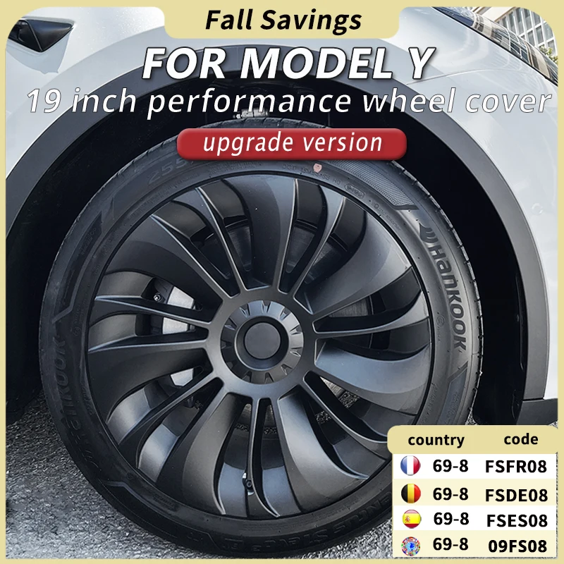 4PCS Car Hubcap for Tesla Model Y 19 Inch Performance Replacement Wheel Cap Automobile Full Rim Car Cover Accessories 2018-2024