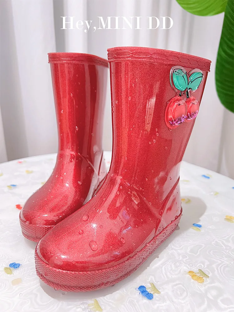 New Children's Waterproof Non-slip Rain Shoes Cute Girls Baby Jelly Rain Shoes Primary Secondary School Students Beach Rain Boot