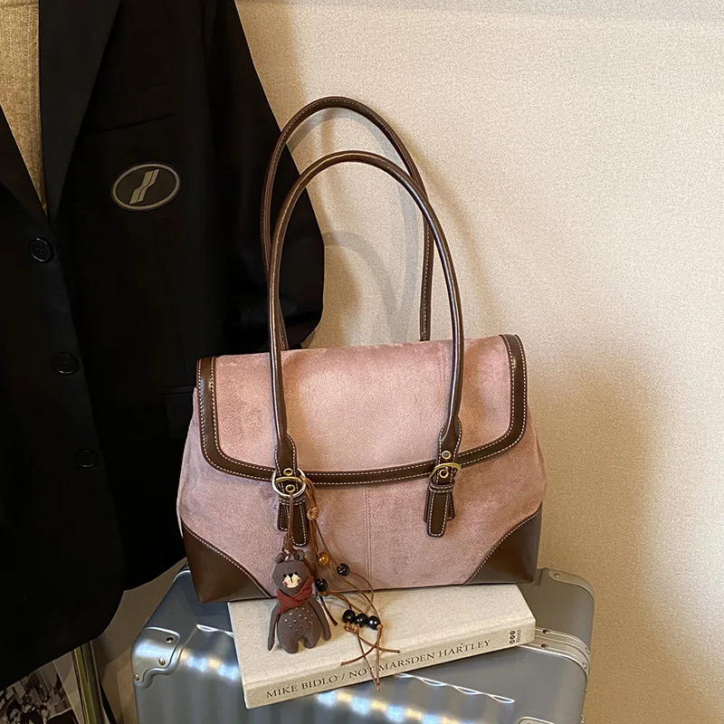 Минималистичная женская сумка через плечо большой вместимости A/W 2025 года, многосторонняя сумка через плечо из натуральной кожи, винтажная шикарная сумка для работы