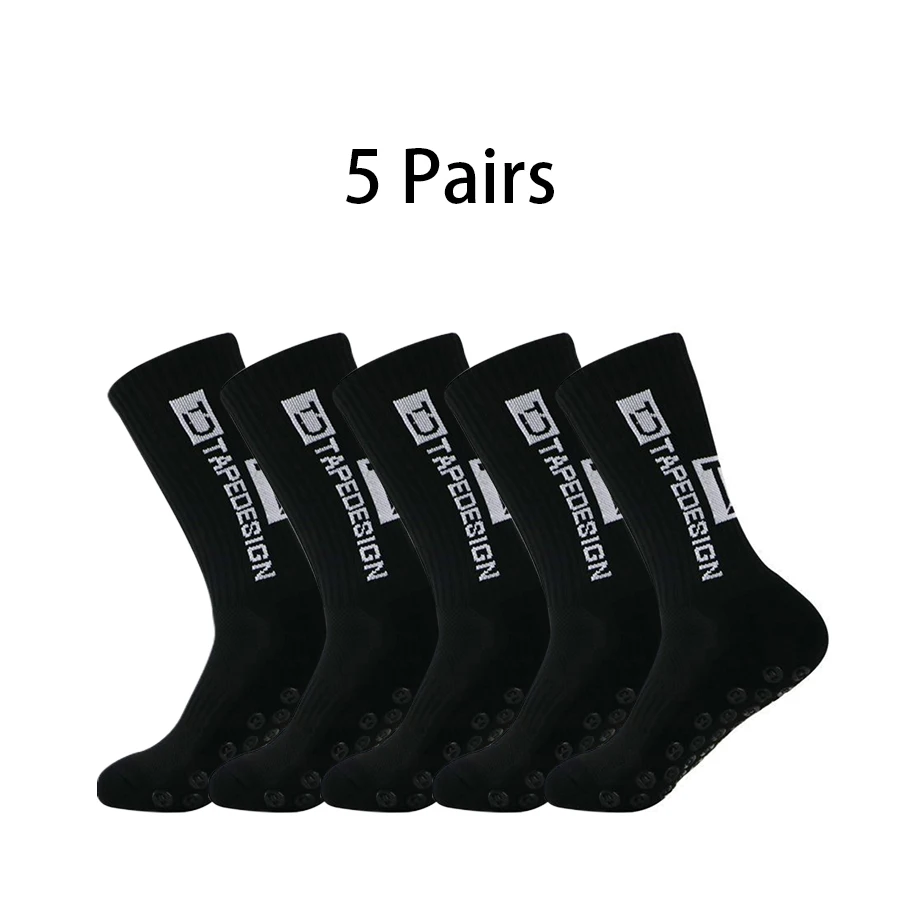 

Silicone Mid-barrel Socks Anti-slip 5 Football Pairs Bottom Thickened New Towel Cushioning Soccer Socks Basketball Yoga Socks