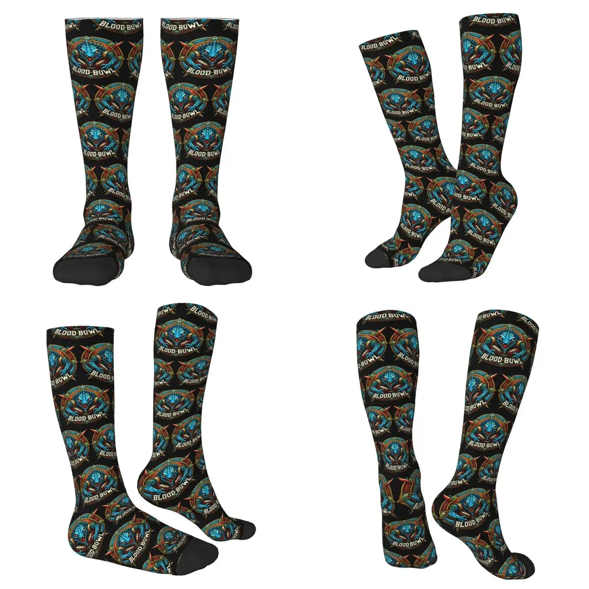 All Seasons Lagrt Blood Bowl Socks Harajuku Crew Socks Funny Stockings for Men Women