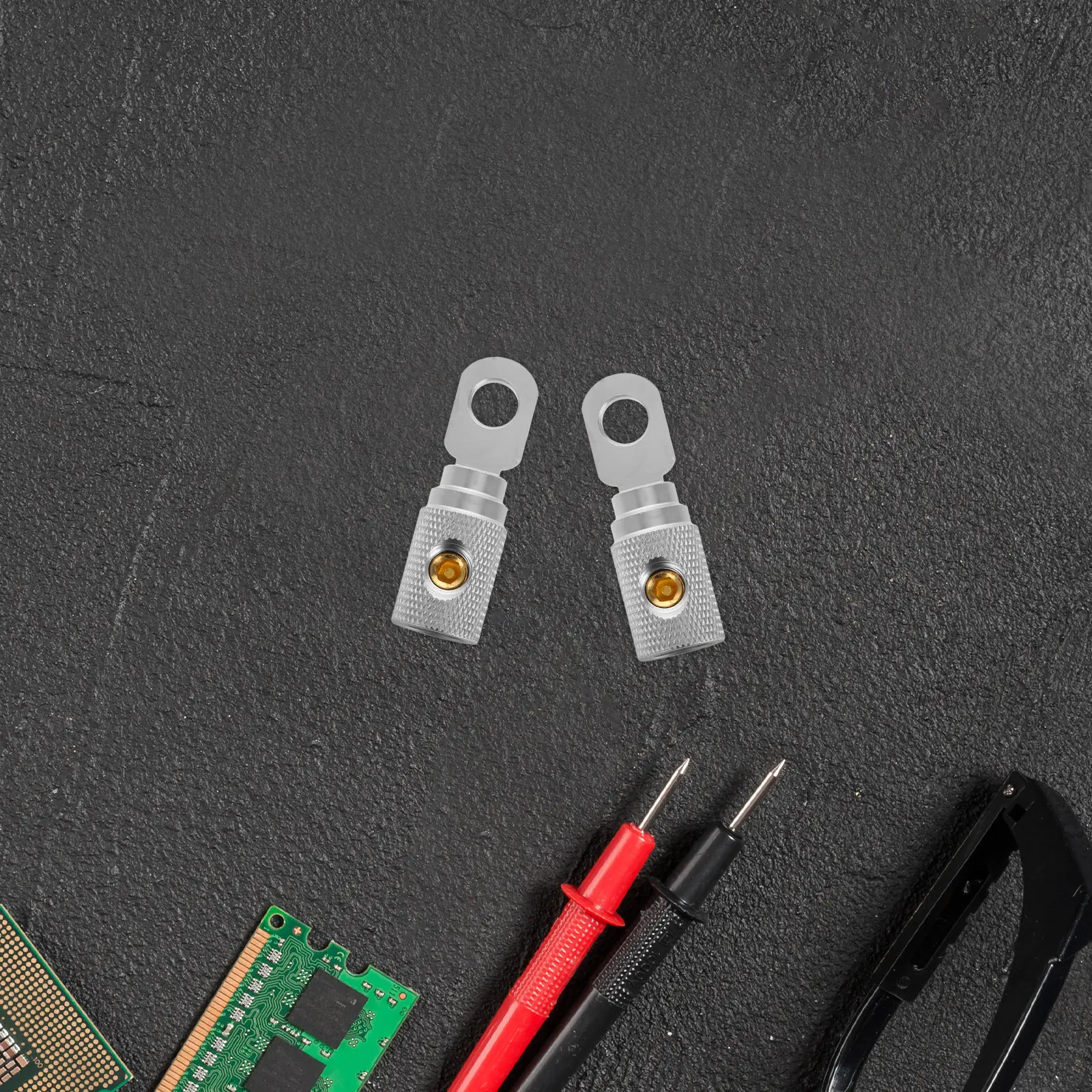 

2Pcs Power Terminal Ring Connector Pure Copper Nickel Plated Screw Fixing High Power Audio Battery Amp Input Car Wire Gauge