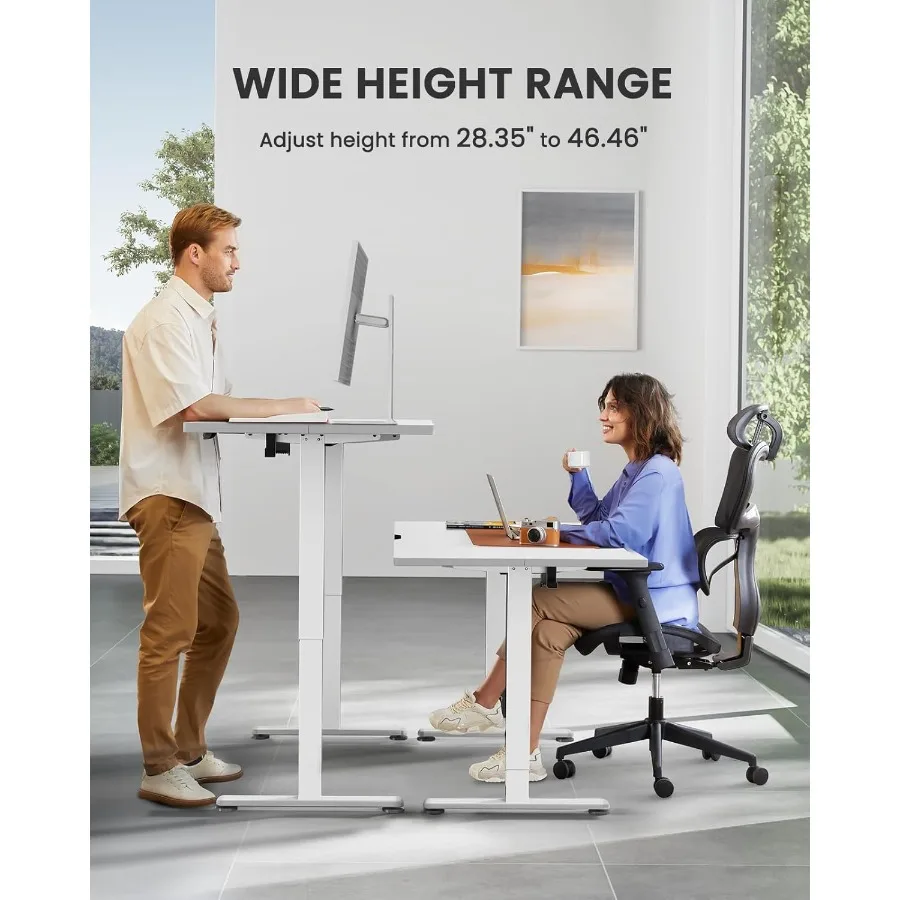 Height Adjustable Electric Standing Desk 55 x 28 Inches Sit Stand Up Desk for Home Office Large Memory Computer Desk with TwoPi