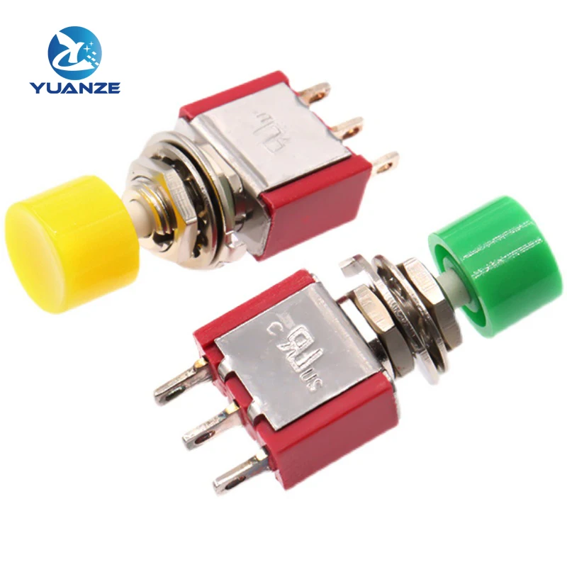 1Pcs 3Pin C-NO-NC 6mm Mini Momentary Automatic return Push Button Switch ON-(ON) 2A 250VAC/5A 120VAC Toggle Switches