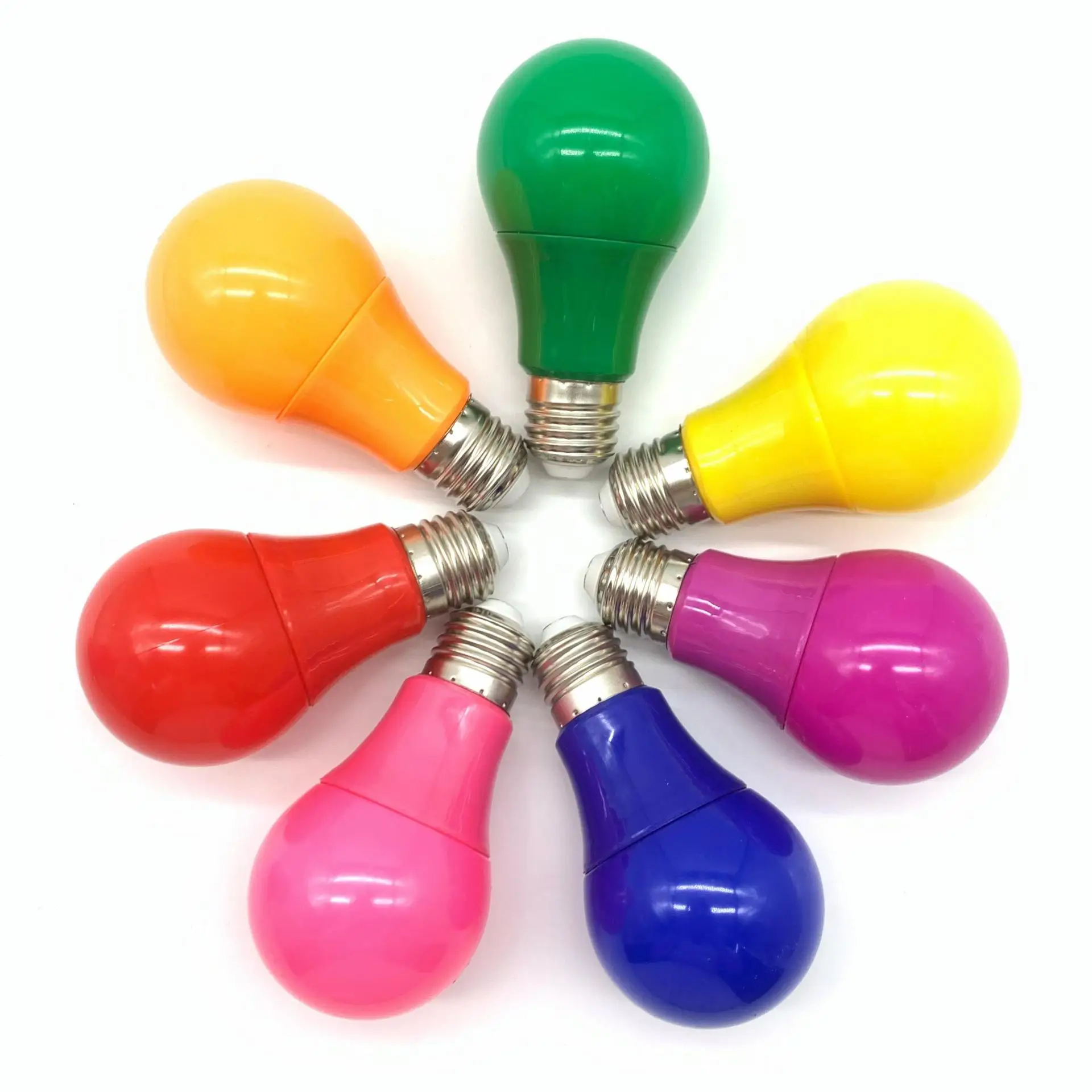 1PCS 5PCS 10PCS 220V 110V E27 5W 7W 9W led color Plastic coated aluminum colorful red yellow green blue decorative lantern bulb