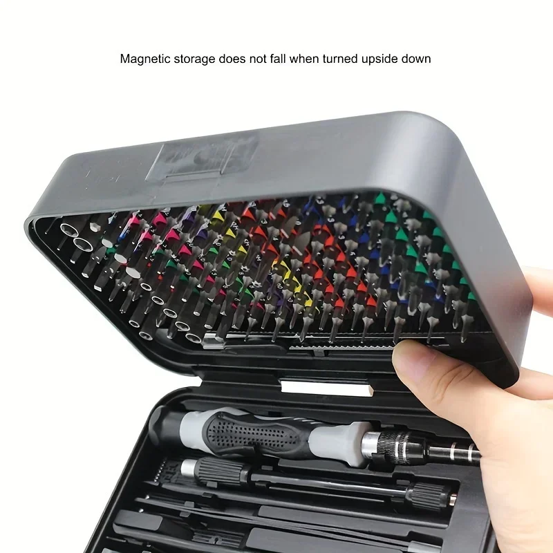 132 in 1 Precision Screwdriver Set with Color Coded Identification Micro Magnetic 108 Bits Manual Repair Tool with Storage Box