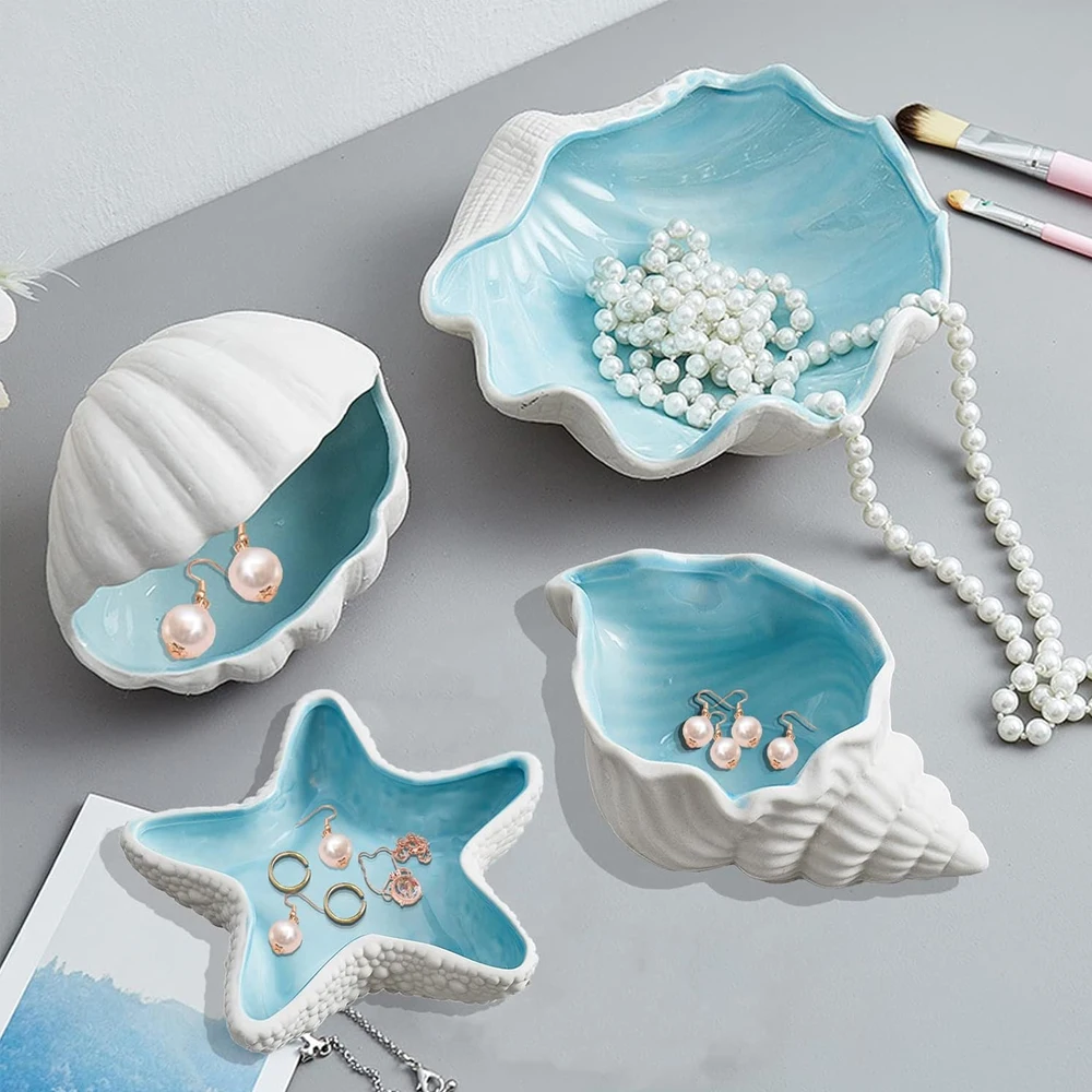 Ceramic Conch Storage Shell Ceramic Tray Craft Decoration Home Decoration Room Decoration Jewelry Key Organizer Gift