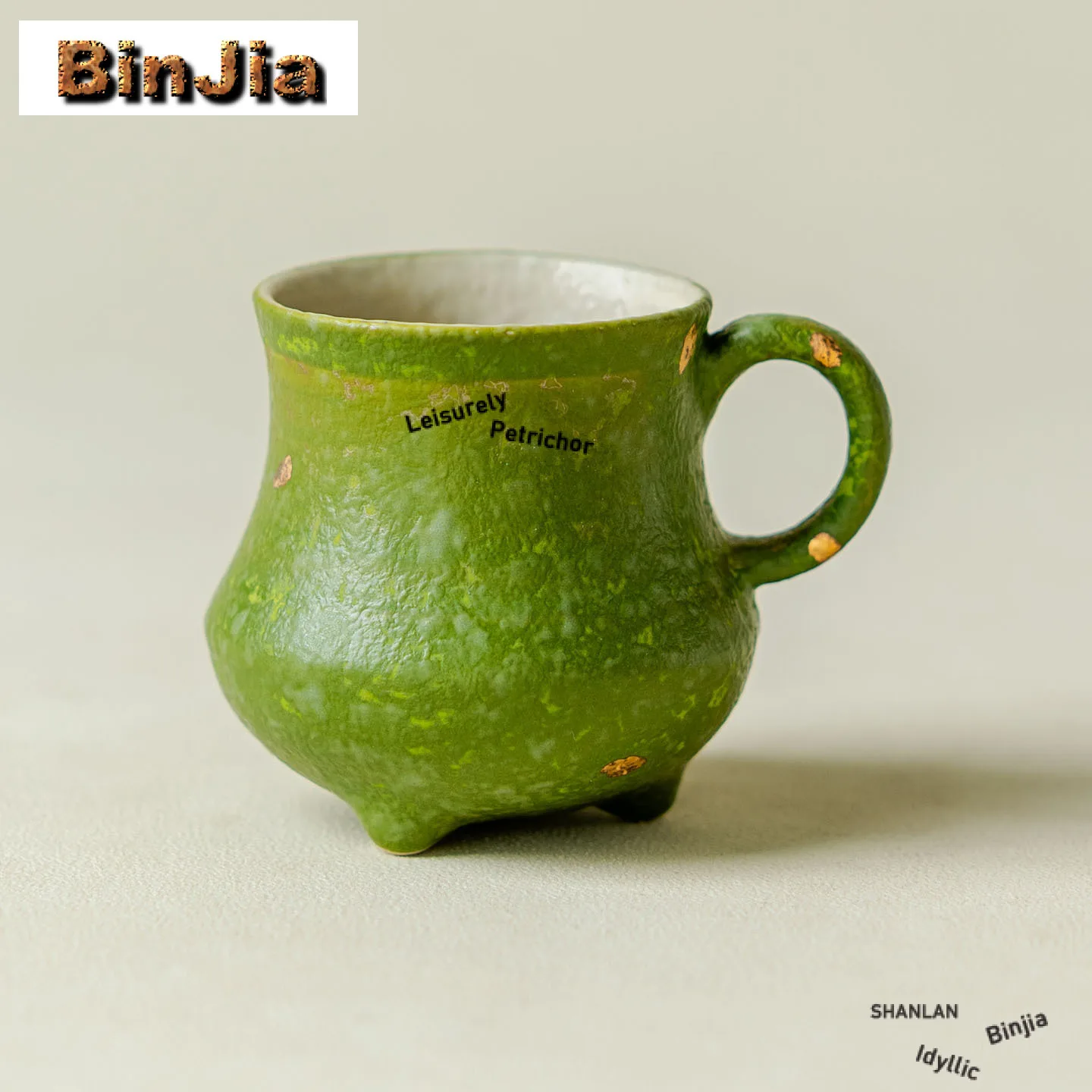 

2pc/lot Green Glaze Gold Sprinkled Tripodia Teacup Retro Tea Bowl Jug Tea-tasting Personal Cup Jianzhan Master Cups Tea Set 70ml