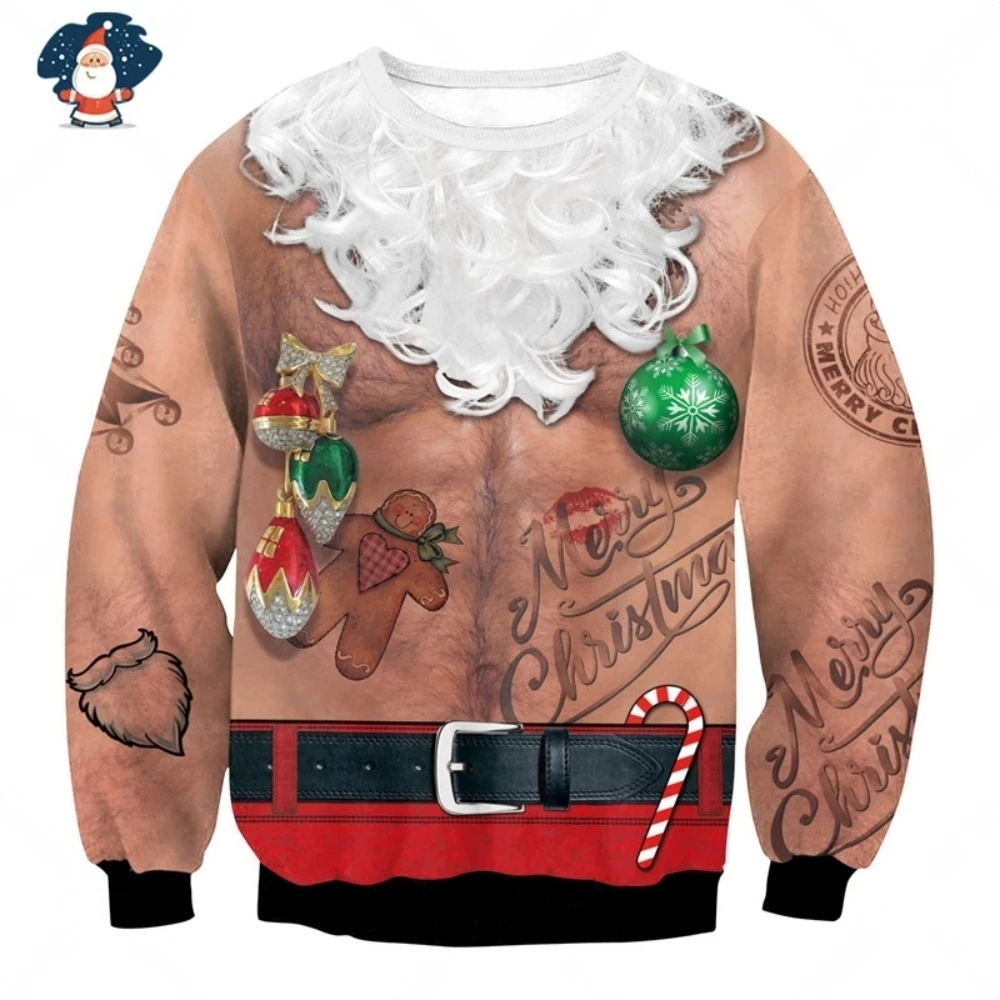 

Men Women Xmas Round-Neck Sweat Shirt 3d Christmas Dog Snowflake Bell Reindeer Santa Print Holiday Party Christmas Long Sleeves