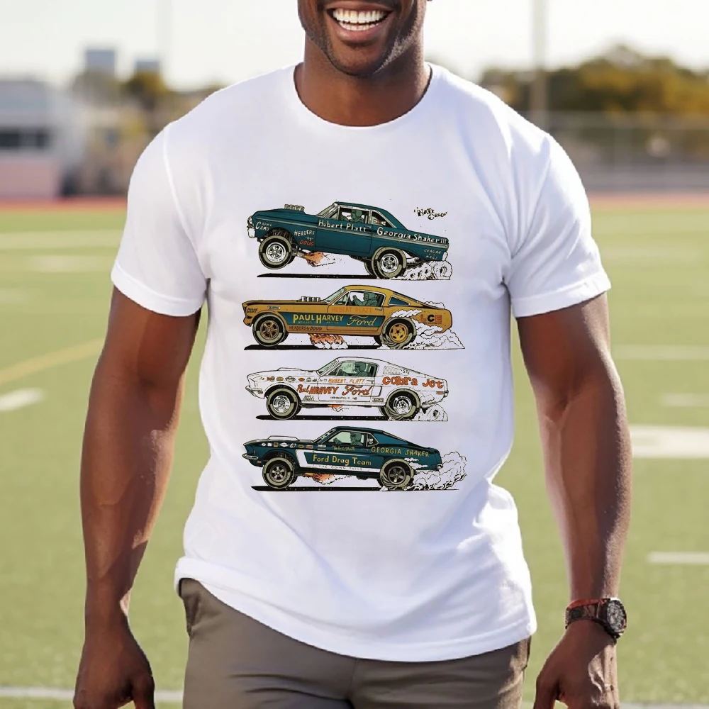 

FPACE Vintage Old Car Printed T-shirt Graphic Hipster Sport Car Men t shirt Hip Hop Men's Clothing Women Oversized t-shirt