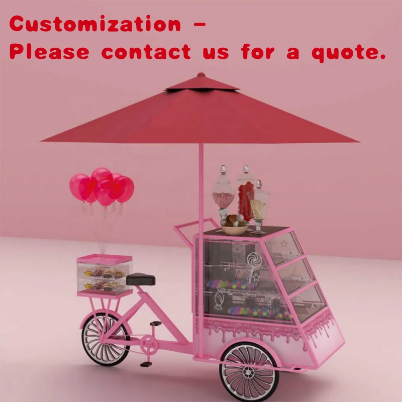 custom.Hot Selling Stainless Steel Stall Food Truck Portable Folding Mobile Snack Cart Reverse Riding Donkey Tricycle Colorful D