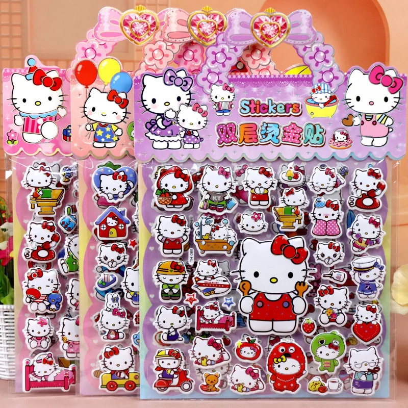 Cute Kids Reward Sticker Pack Kawaii Hello Kitty 3D Bubble Puffy Decals, Portable Children Stationery Toy Supplies view 4