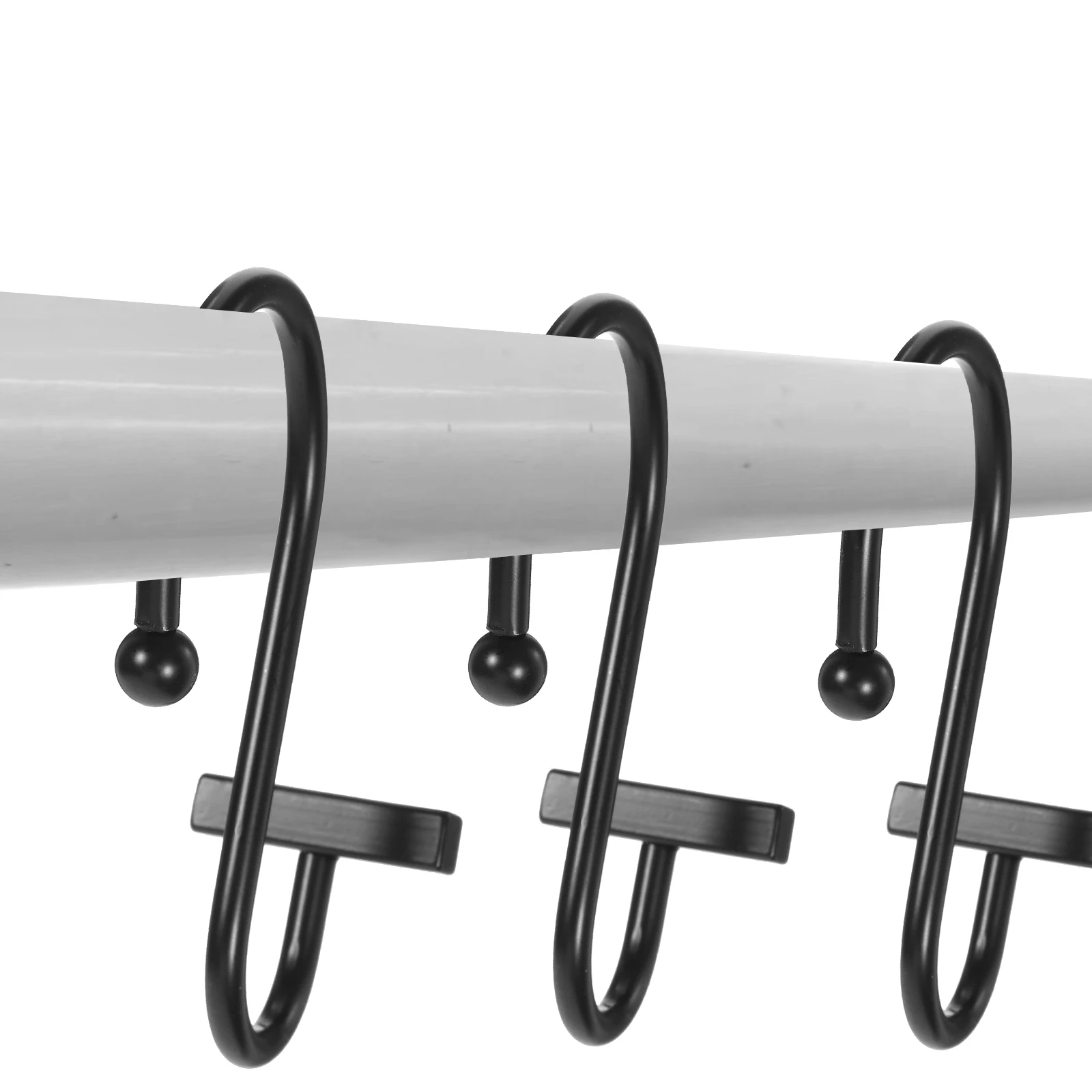 

12Pcs Curtain Hooks Metal Hangers Strong Stainless Steel Smooth Slide for Bedroom Living Room Bathroom Decorative Use