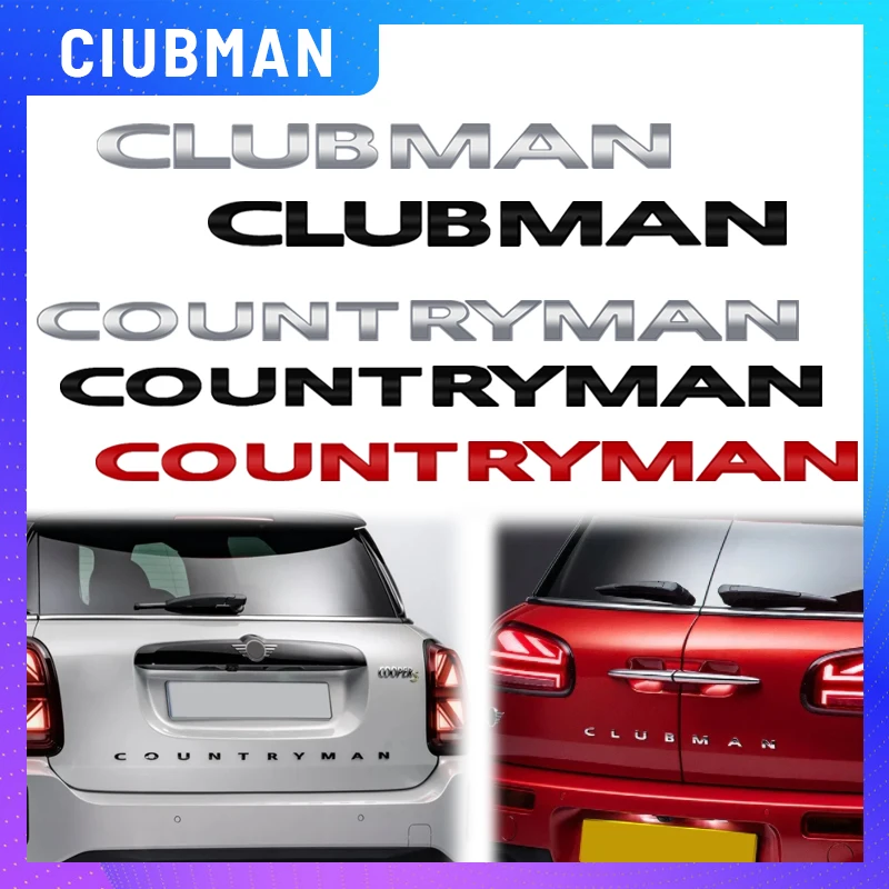 1PCS Metal Countryman Clubman Logo For Mini Cooper S R60 R55 R54 F54 Emblem Car Rear Trunk Sticker Badge Letter Decoration