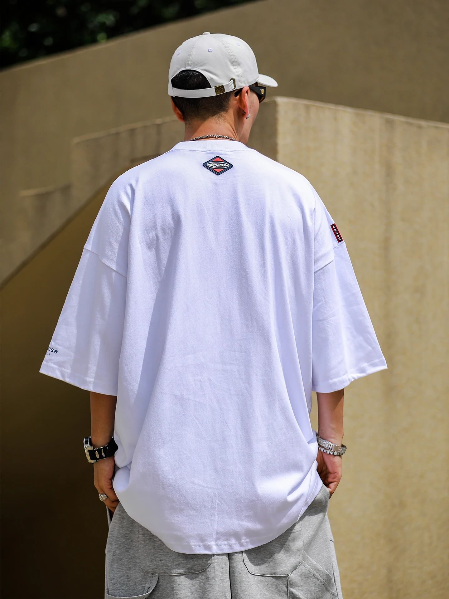 ACUSA Retro Spaceship II Printed Short Sleeve T-Shirt Summer Hip Hop American Street Loose Fit Color Block Men's Casual Top