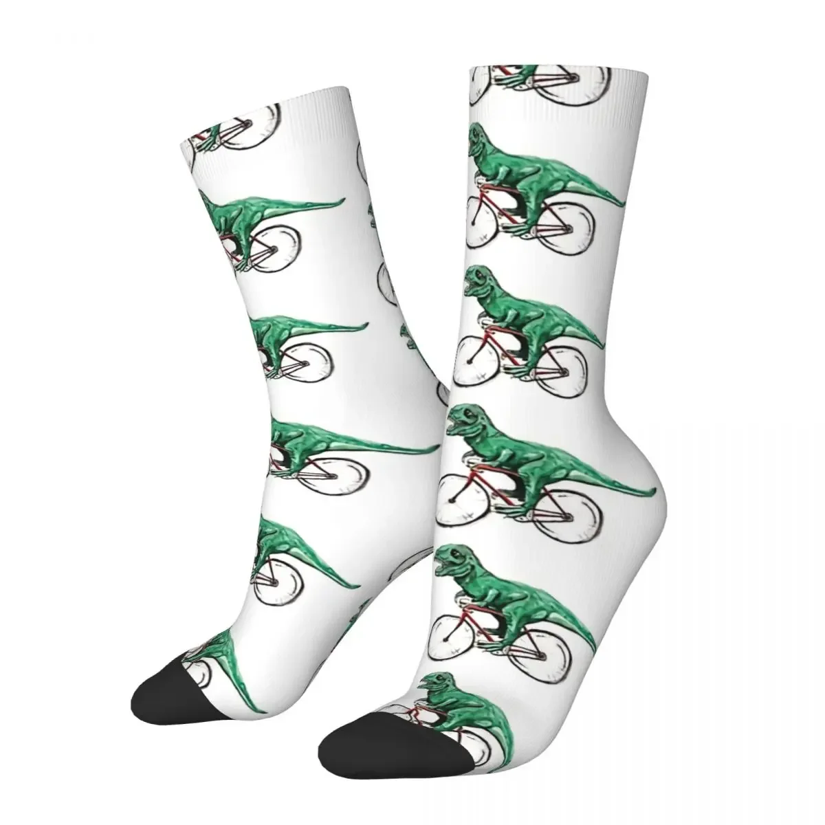 

Hip Hop Vintage Trex Sits On A Bike Crazy Men's Socks Dinosaurs Unisex Harajuku Pattern Printed Funny Happy Crew Sock Boys Gift