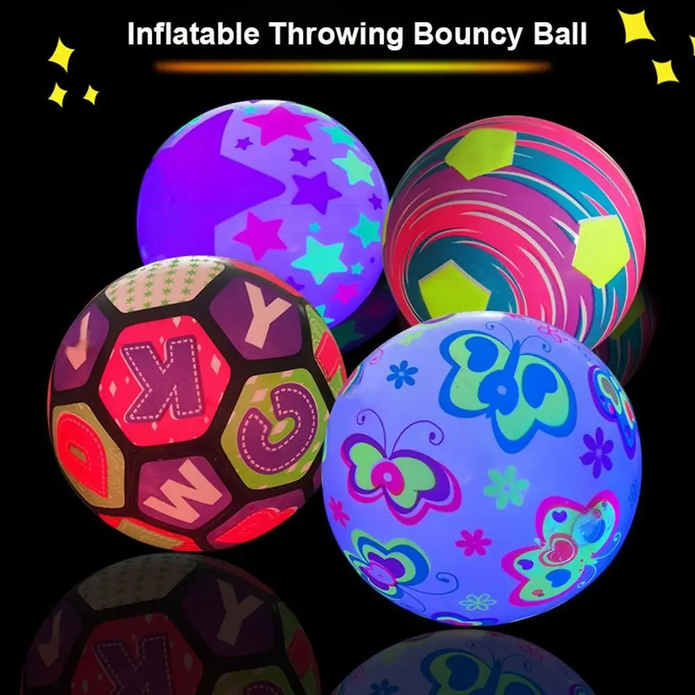 Kreatywna Przenośna Świecąca Piłka Wielostylowa 22cm Migająca Piłka Sportowa Fitness Nadmuchiwana Piłka do Rzucania Piłka Skacząca Zabawki dla Dzieci i Zwierząt