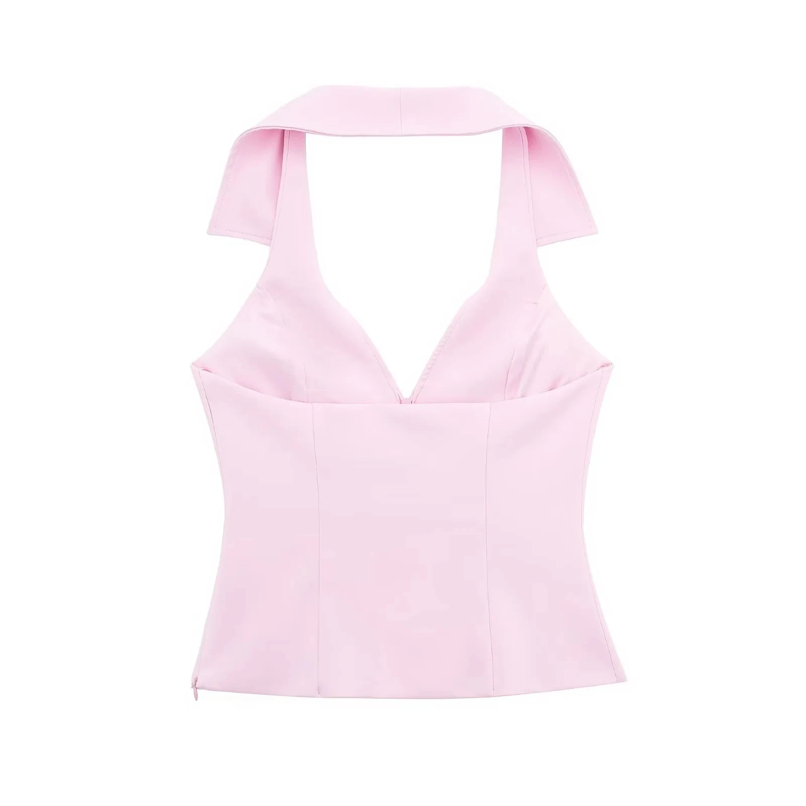 HH Damen-Set, lässige Röcke, Shorts, schickes Neckholder-Hemd, rückenfreies Top und Shorts, süßes rosa Sommer-Sexy-Shorts-Sets – Detail 5