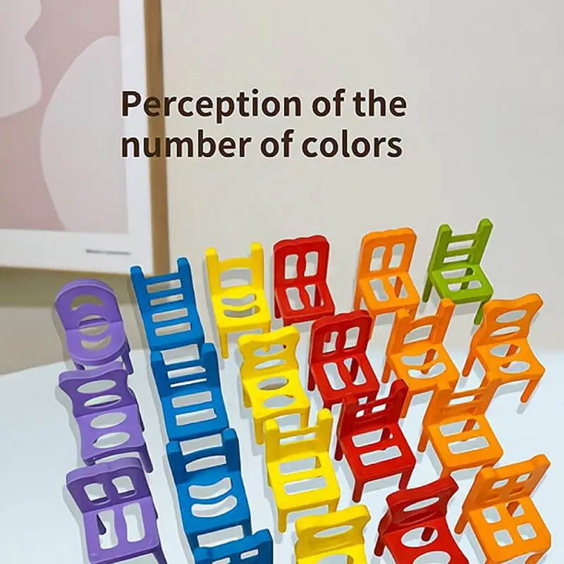 Stacking Chairs Game For Kids 24PCS Colorful Educational Chair Stacking Tower Game Parent-Child Interactive Funny Balancing Toys