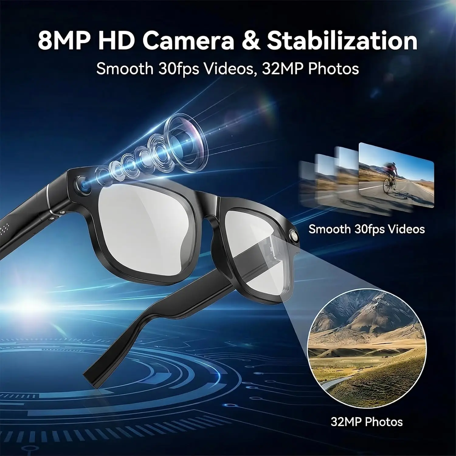 Lenovo 2027 New Smart Glasses AI Translation Bluetooth Conversation Recording Listening To Music Smart Sunglasses for Men Women