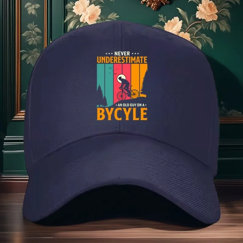 Old Guy On A Bicycle Graphic Baseball Cap Adjustable Outdoor Sports Sun Shielding Hat