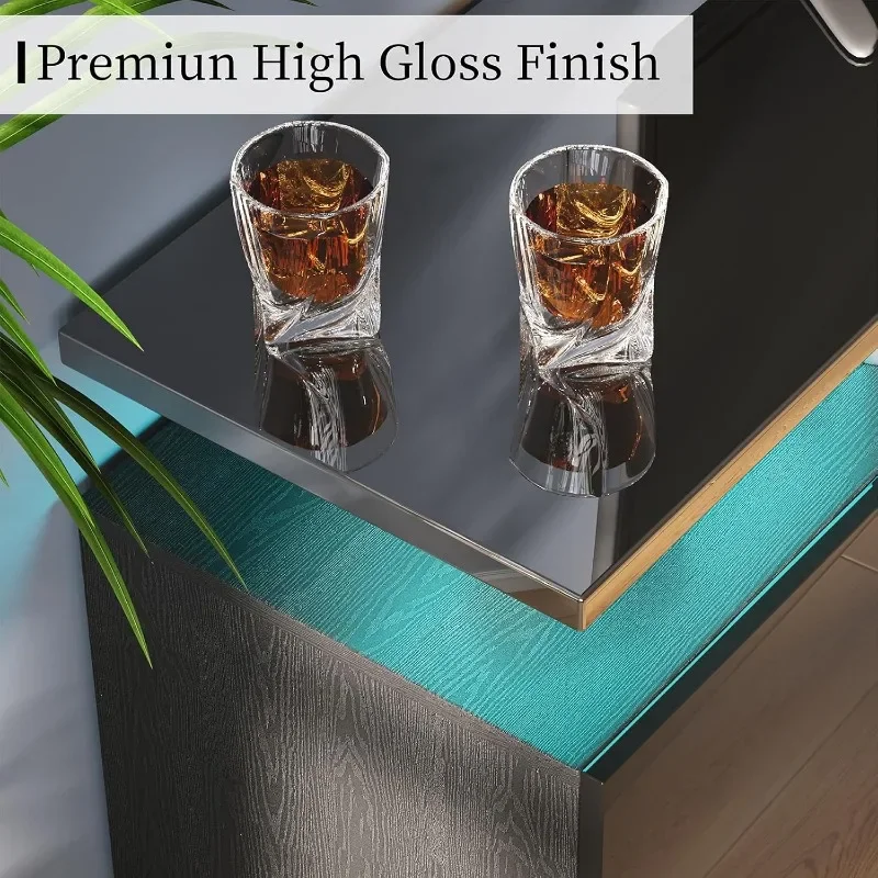 AMERLIFE Fireplace TV Stand with 40" Fireplace, 80" Modern High Gloss Fireplace Entertainment Center LED Lights