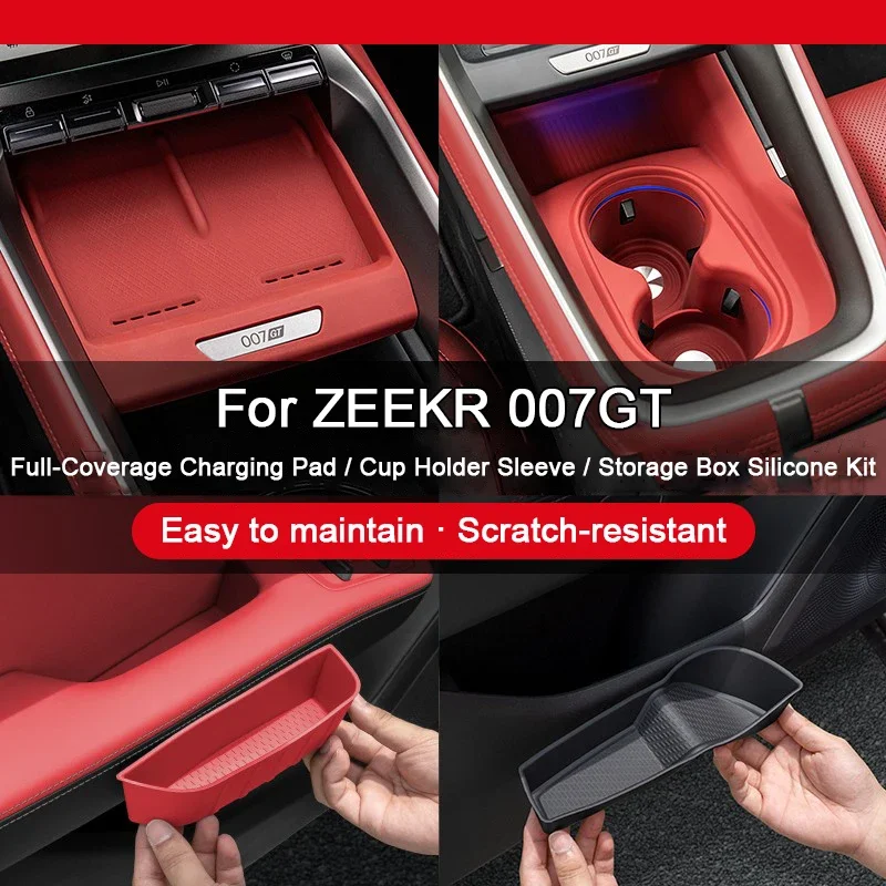 For ZEEKR 007 GT Silicone 007GT Wireless Charging Pad Water Bottle Protector Shock Absorption Anti-slip Door Handle Storage Box