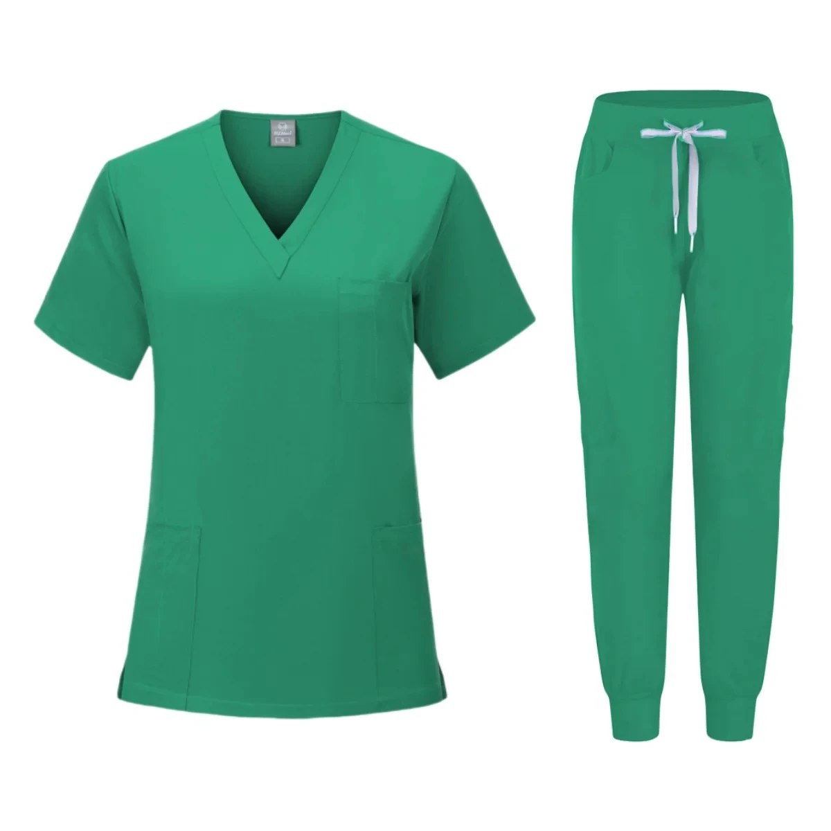 

Hot Sale Anti Wrinkle Washable Soft Fabric Nurse Hospital Uniform Medical Women Jogger Scrubs Sets Pair