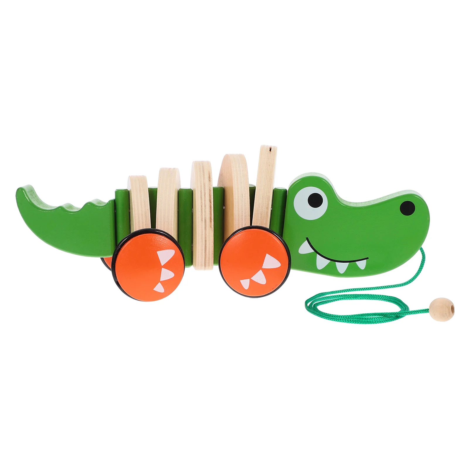 Gevormde houten sleepauto met gladde afwerking, uit één stuk gegoten baby-tractieauto voor de ontwikkeling van motorische vaardigheden, kindercadeau