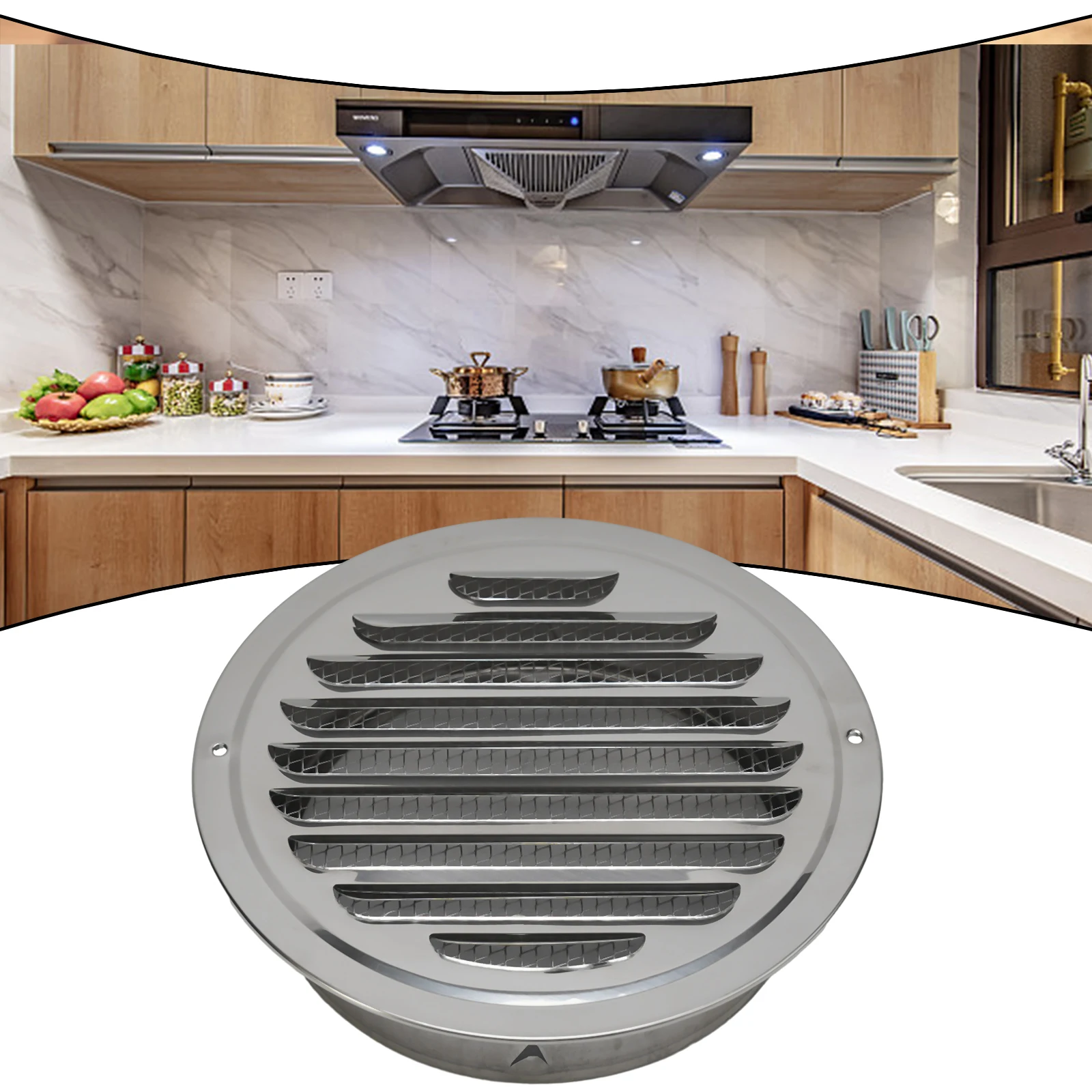 70-300mm Round Stainless Steel Vent Grille Exterior Wall Duct Ventilation Tool Stainless Steel Flat Head Hood Range Hood
