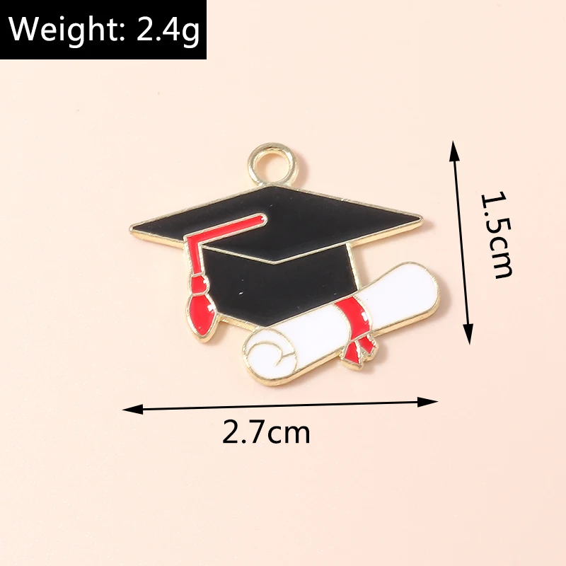 10pcs Enamel Graduation Ceremony Professor Students Mortarboard Charms for Necklaces Earrings DIY Jewelry Making Accessories