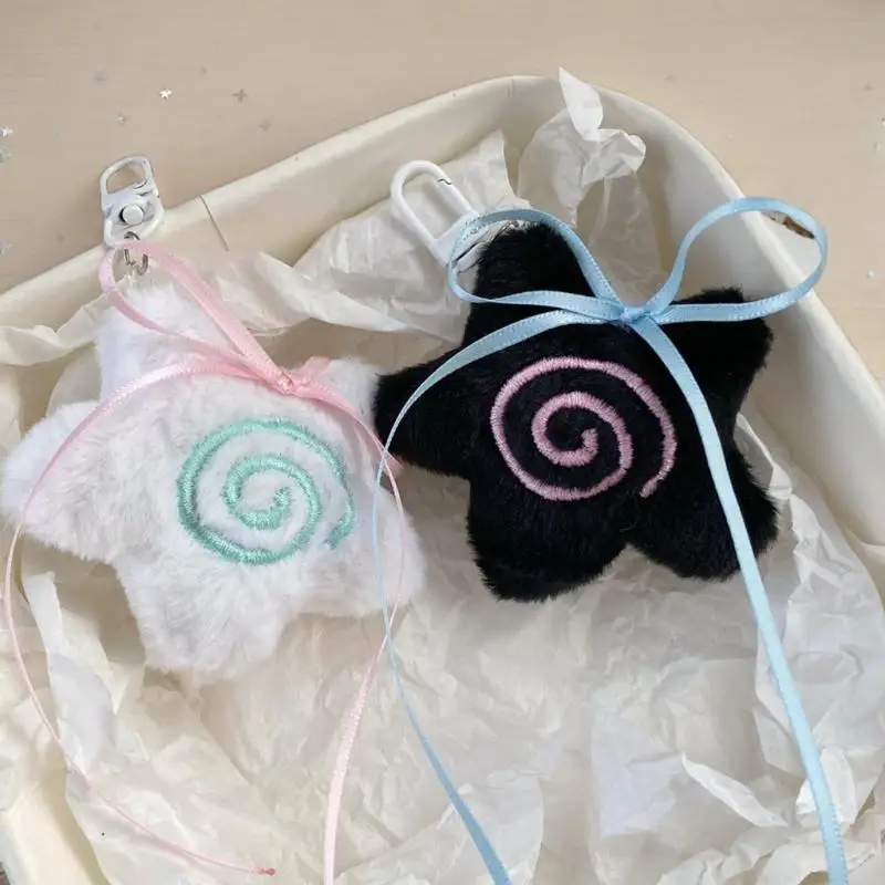 Breloczek w stylu INS z kokardką, rozgwiazdą, pluszowym zawieszką, kawaii ozdoba do plecaka, akcesoria dekoracyjne, prezenty