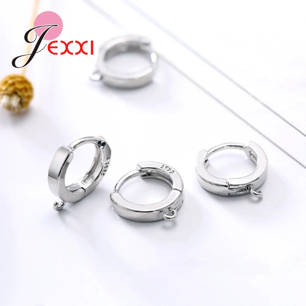 Wholesale Price 1 Pairs Round Hoop DIY Earrings Findings  Stamped  Silver Jewelry For Women Accessories