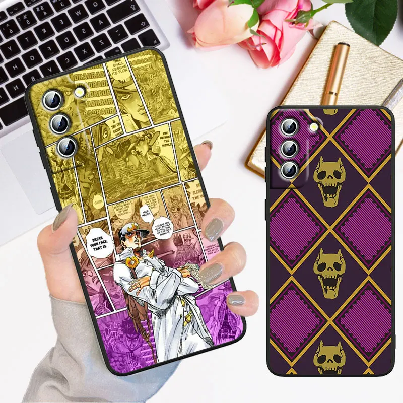 Cartoon Anime JoJo Jotaro Kujo custodia per telefono per Samsung S23 S22 S21 S20 S10 S8 Note 20 A9 A73 A71 A53 A33 Ultra Plus FE Black