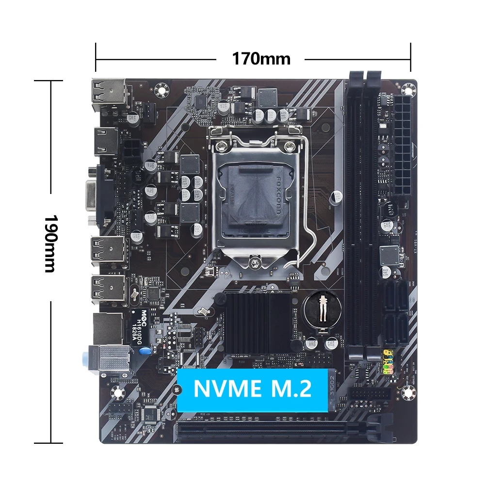 MUCAI 마더보드 LGA 1155 키트, 인텔 코어 CPU 호환 2 세대 및 3 세대, M.2 NVME SDD 지원, H61