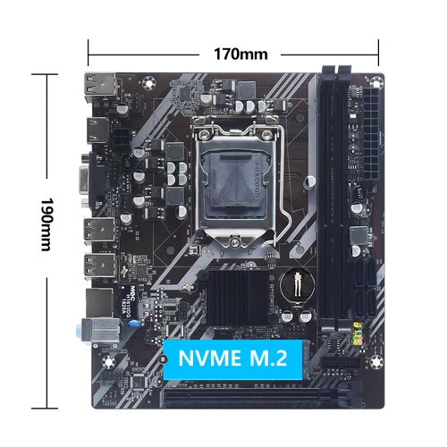 Imagen 2 del producto Kit de placa base MUCAI H61 LGA 1155 Compatible con CPU Intel Core de segunda y tercera generación compatible con M.2 NVME SDD